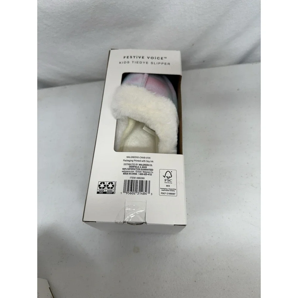Adorable Festive Voice Collection kids Tye Dye Slippers Size 11/12